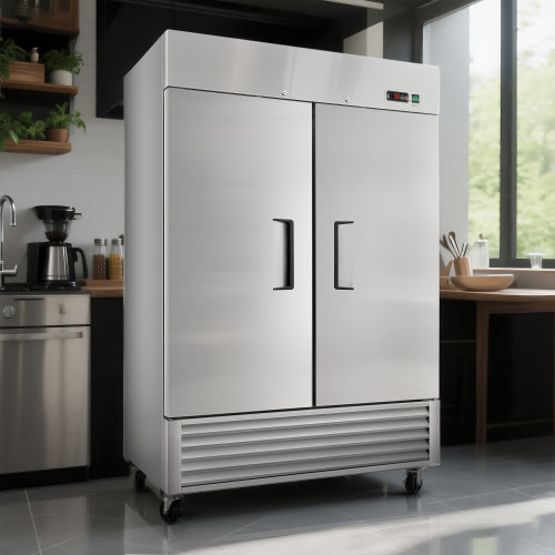 ORIKOOL  54" Commercial Refrigerator 49 Cu.ft with 2 Solid Door Reach-In Refrigerators Stainless Steel ETL Approved Upright Fridge Storage