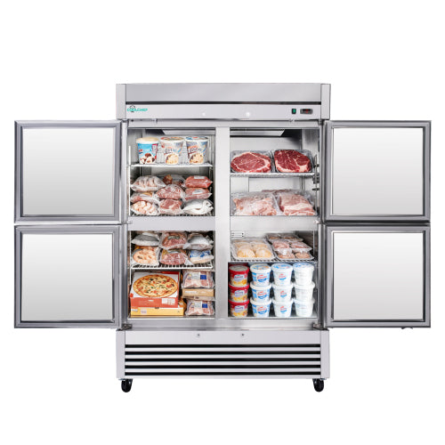 CC 54"Commercial Freezer, 49 Cu.Ft Four-Door Stainless Steel Reach-In Freezer, -8~0℉, Air Cooling, 6 Shelves, R290