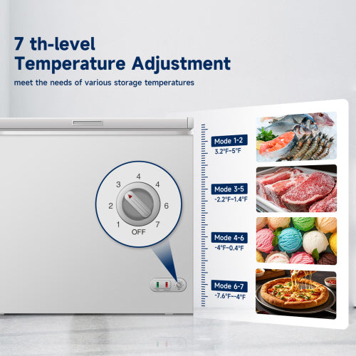 Chest Freezer 7.0 Cu.ft Solid Top Commercial Deep Chest Freezers with Lockable Stay-Open Lid Painted for Back-of-House Bulk Storage
