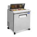 29 IN Commercial Refrigerators Sandwich&Salad Prep Table with a Butcher Block Cutting Board, Protection Lid, Cold Storage, ETL Certified