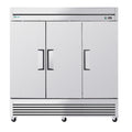 CC 72" Cu Ft Commercial Reach-In Freezer, 3 Solid Door Stainless Steel Upright, -8–0°F Deep Freeze, 9 Heavy-Duty Shelves, R290, 110V