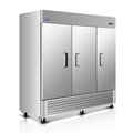 81" Commercial Refrigerator 72 Cu.ft with 3Solid Door Reach-In Refrigerators Stainless Steel ETL Approved Upright Fridge Storage