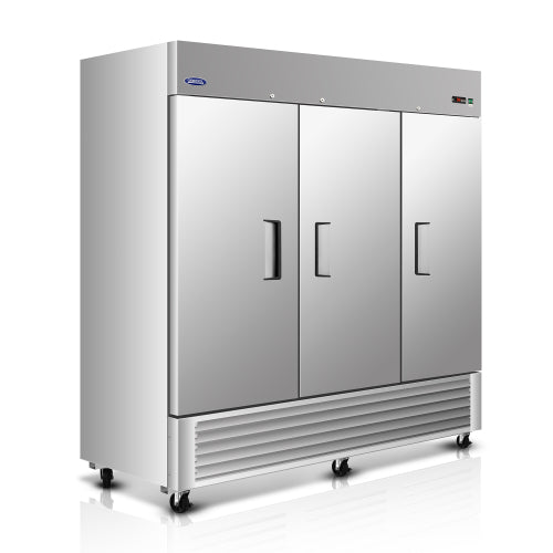 81" Commercial Refrigerator 72 Cu.ft with 3Solid Door Reach-In Refrigerators Stainless Steel ETL Approved Upright Fridge Storage