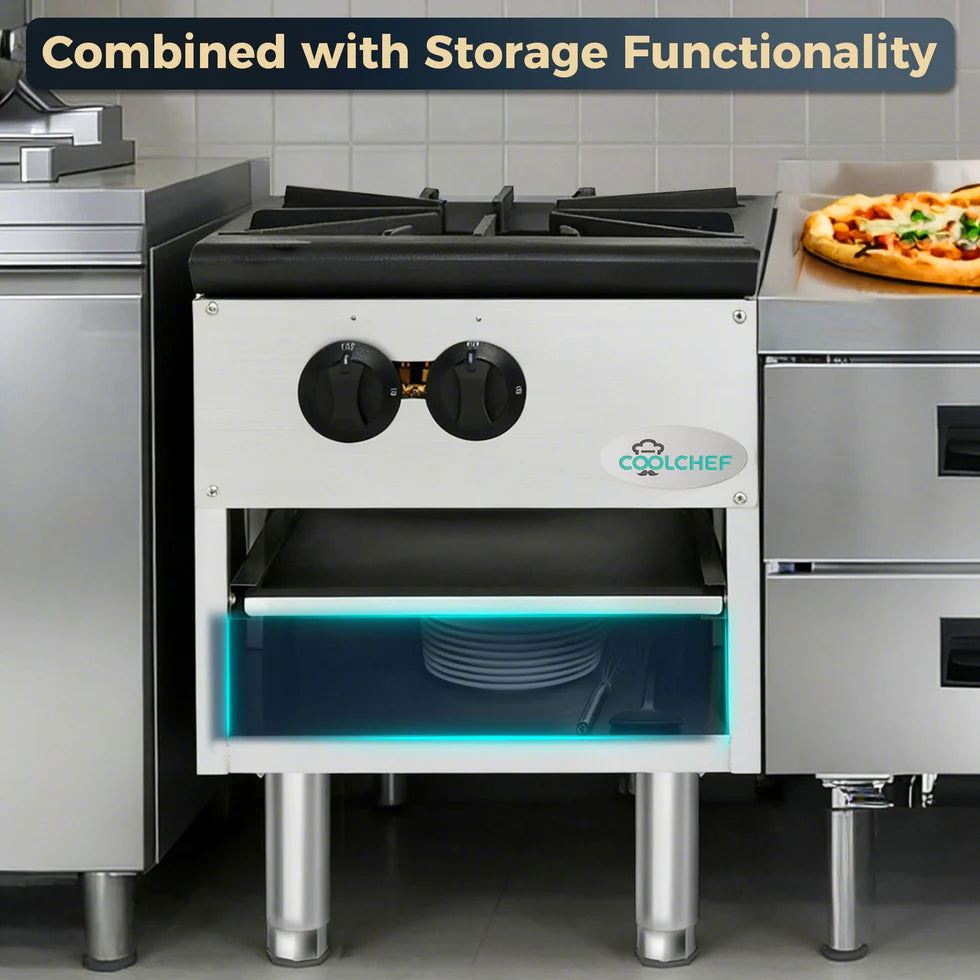18" 1 Burner Commercial Countertop Gas Stove Pot Range 80,000 BTU