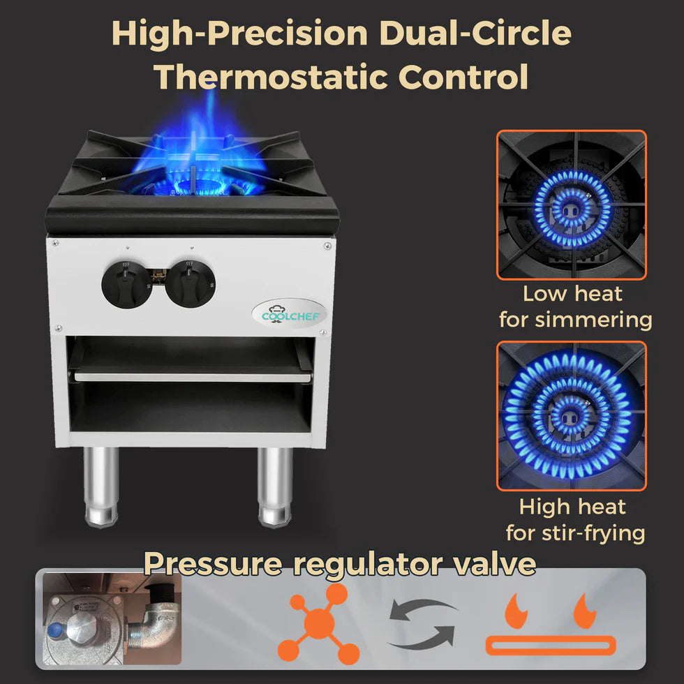 18" 1 Burner Commercial Countertop Gas Stove Pot Range 80,000 BTU