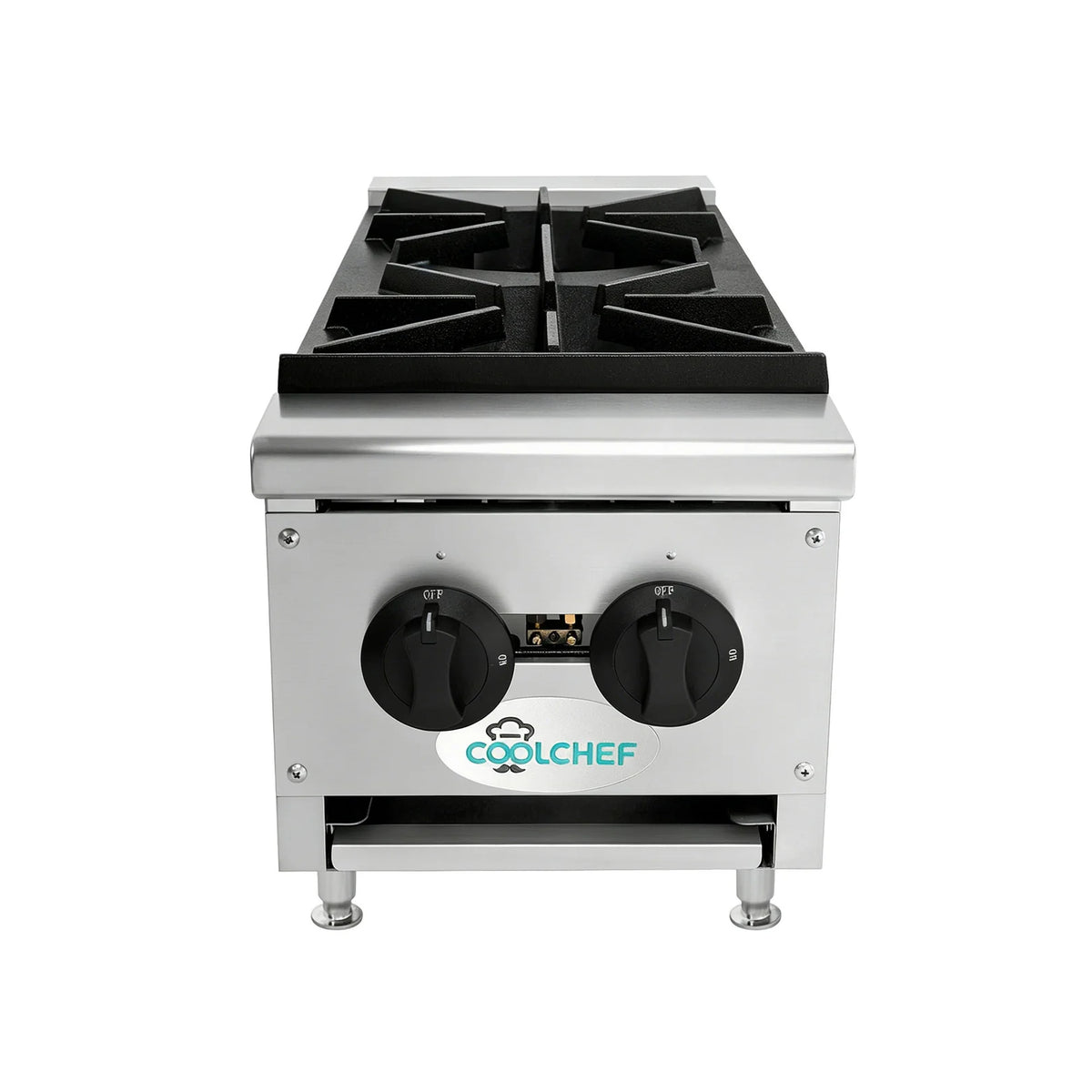 12" 2-Burner Commercial Countertop Gas Hot Plate, 50,000 BTU
